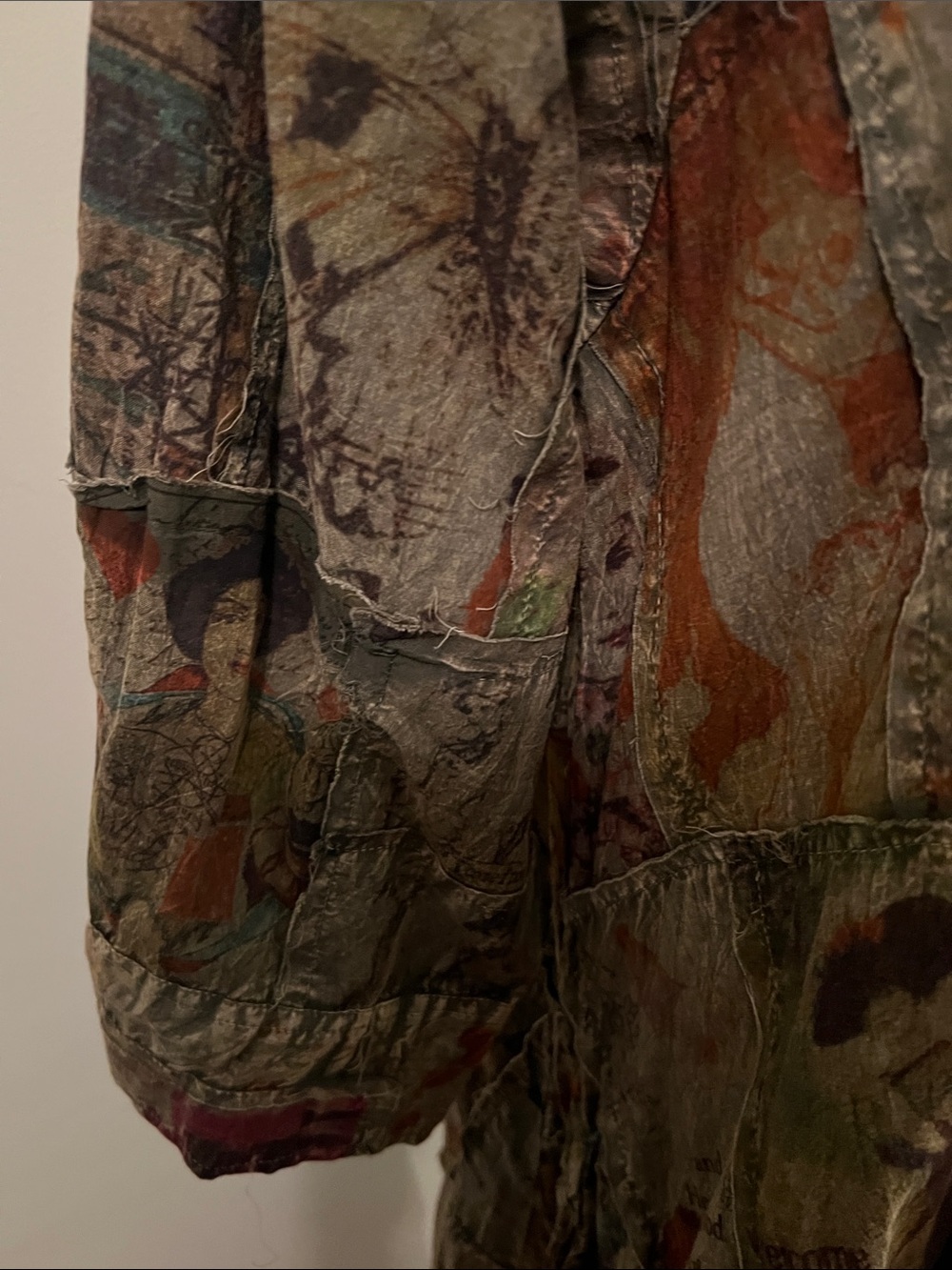 NWT Paper Lace Patchwork-Inspired Olive Multi Long Sleeve Midi Dress - Picture 5 of 11